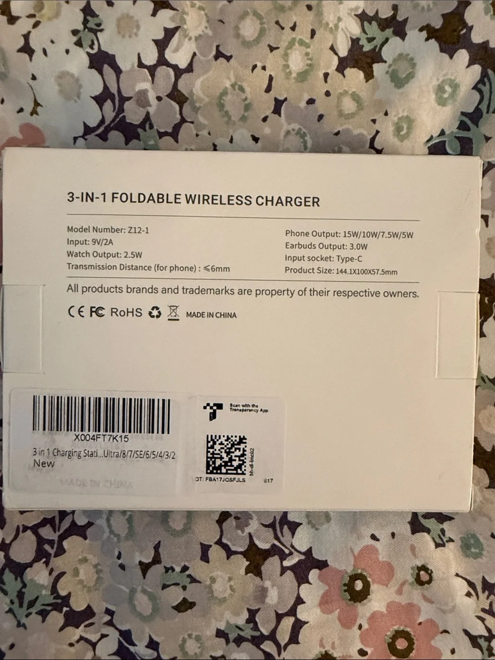3-in-1 Foldable Wireless Charger - Black - BRAND NEW
